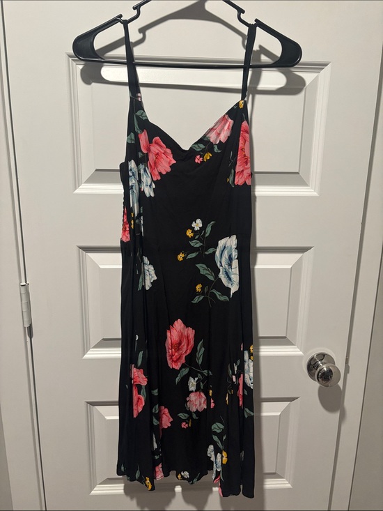 Old Navy Dresses & Skirts - Old Navy Black Midi Dress with Pink, White & Yellow Floral Print